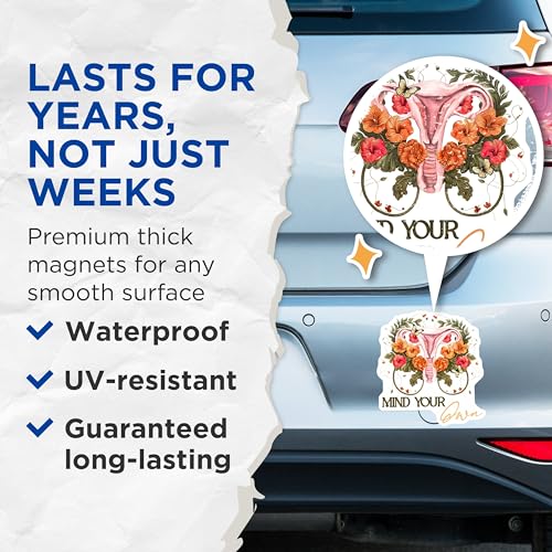 (2 Pack) Mind Your Own Magnets Magnets - Feminist Quote - Empowering Magnet - 5" On Longest Side - Made in USA - Sticks to Refrigerators & Metal Surfaces - MAG9028