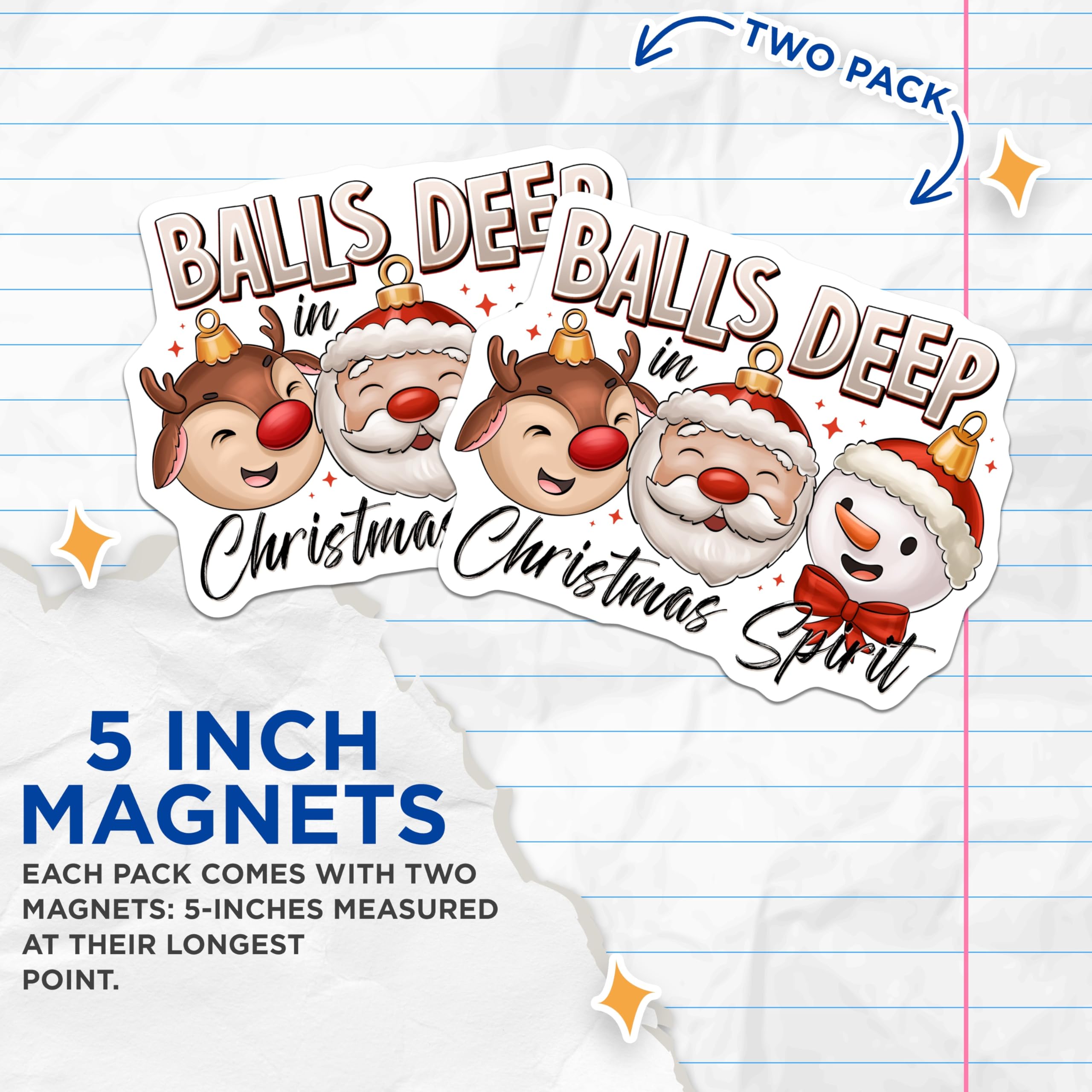 (2 Pack) Funny Christmas Magnets - Adult Holiday Refrigerator Decor - Christmas Spirit Humor Magnets - 5 Inches On Longest Side - Thick Durable Magnet - Made in USA - MAG30808