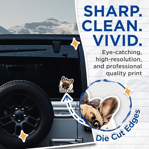 (2 Packs) I Woof You Pug Stickers - Decals - 5 Inches On Longest Side - Premium Vinyl Decal - Sticks to Any Smooth Flat Surface - Made in USA - BMCS2341