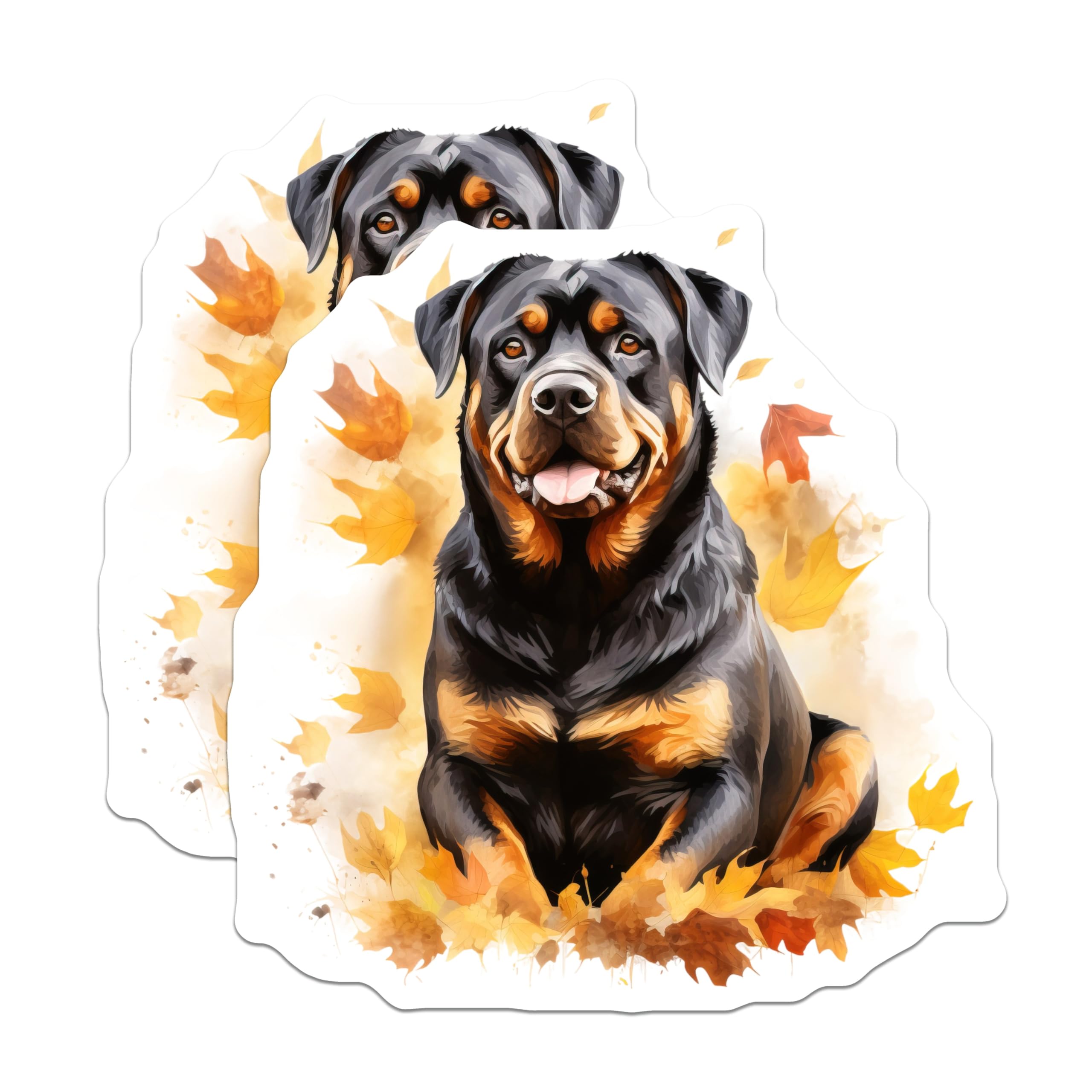 (2 Pack) Rottweiler Magnets - Autumn Dog Magnets - Fall Decor Pet Lover Canine Fridge Decor - 5 Inches On Longest Side - Thick Durable Magnet - Made in USA - MAG29309
