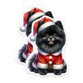 (2 Pack) Black Pomeranian Christmas Magnets - Santa Dog Holiday - Pet Lover Refrigerator Decor - 5 Inches On Longest Side - Thick Durable Magnet - Made in USA - MAG27915