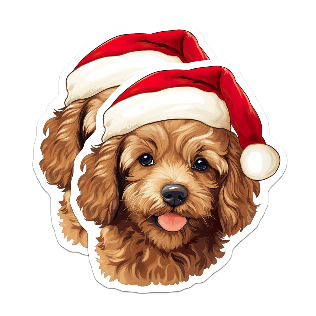 (2 Pack) Goldendoodle Christmas Magnets - Puppy Refrigerator Decor - Cute Holiday Dog Pet Lover - 5 Inches On Longest Side - Thick Durable Magnet - Made in USA - MAG26482