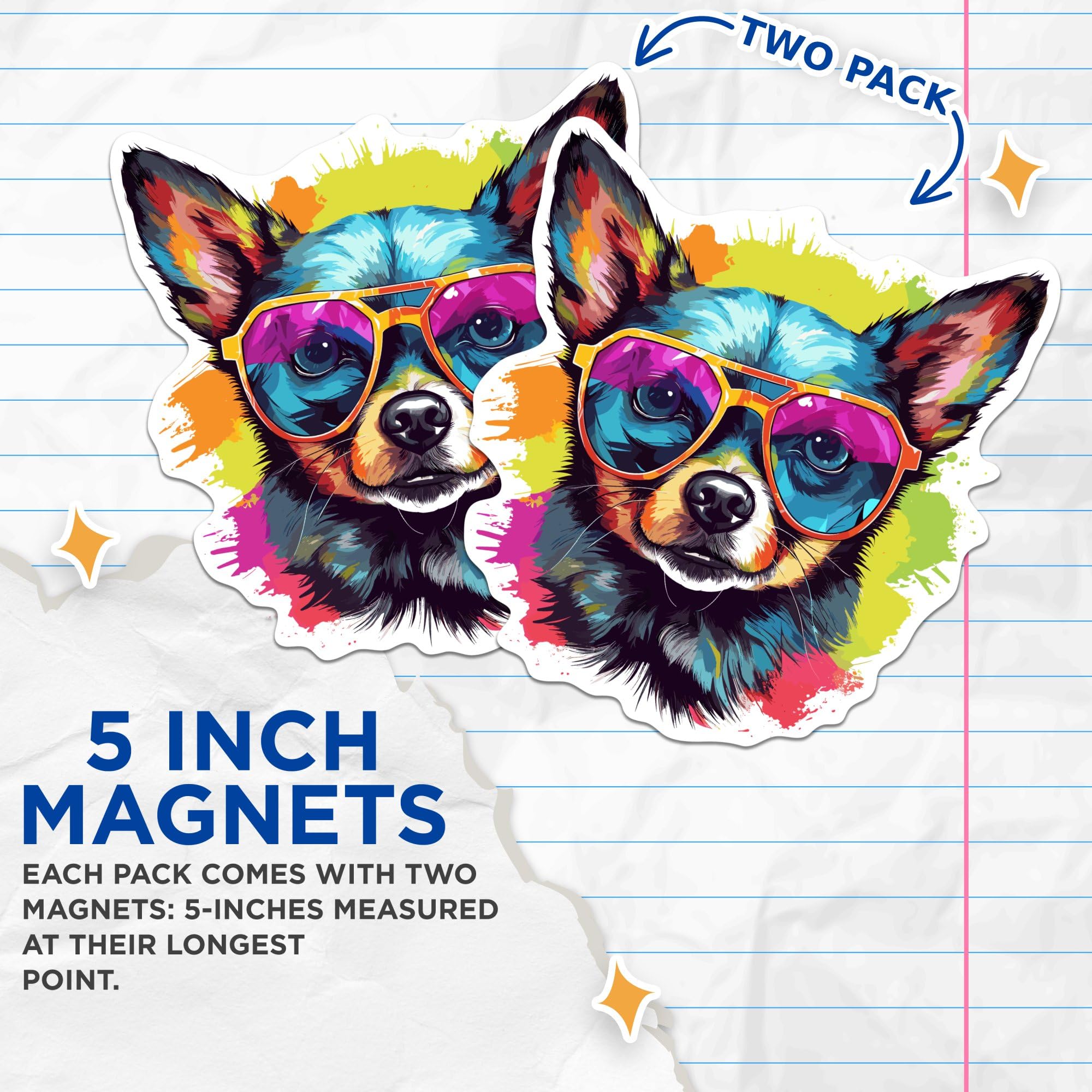 (2 Pack) Chihuahua Dog Magnets - Chihuahua with Sunglasses - Choose FromOver 100 Dog Breeds - 5" On Longest Side - Premium Magnet - Made in USA - MAG0338