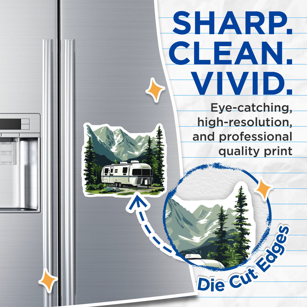 (2 Pack) RV Camping Magnets - Mountain Landscape Outdoor Adventure Trailer Decor - Fridge Decor Camper Nature Decor - 5" - Durable Magnet - Made in USA - MAG38134