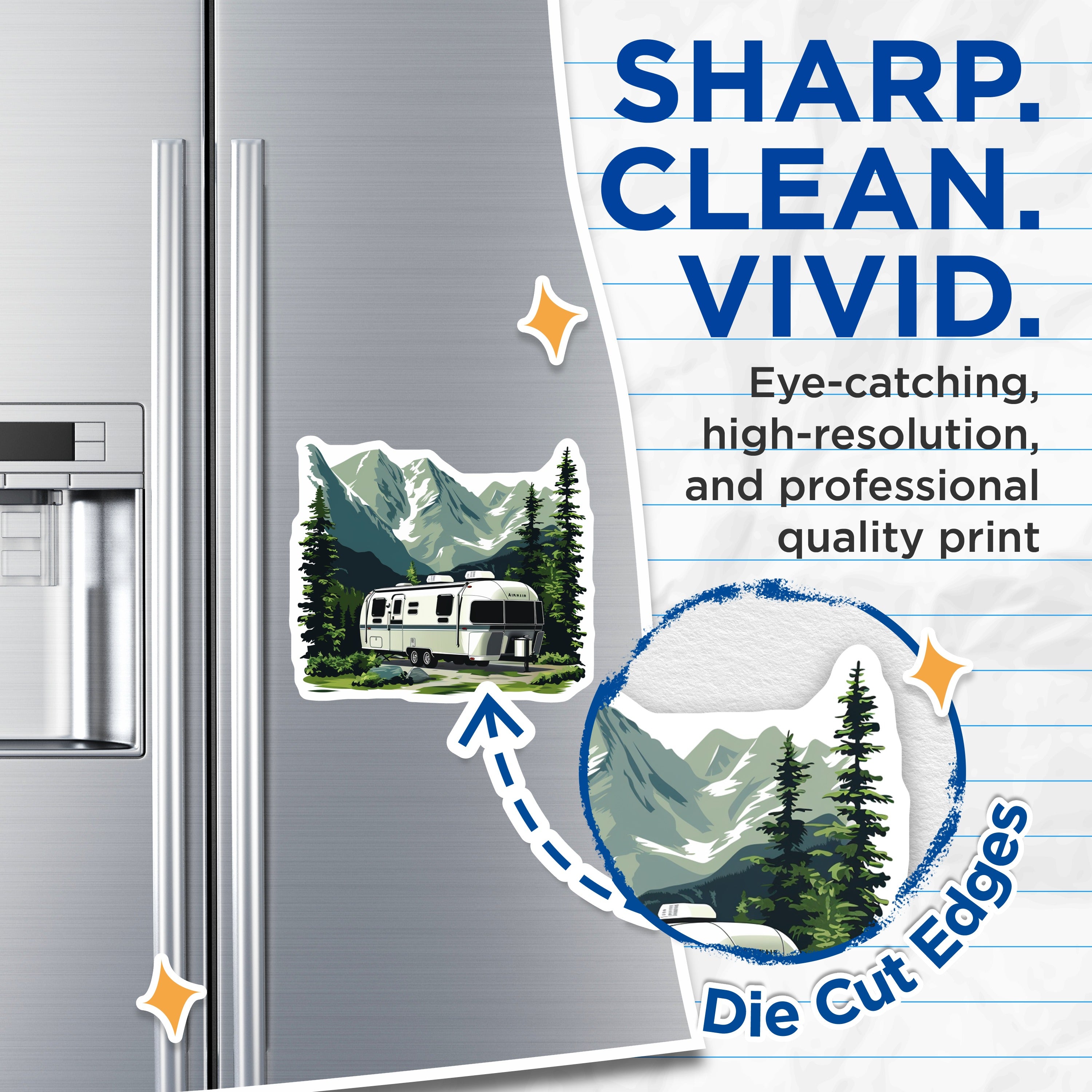 (2 Pack) RV Camping Magnets - Mountain Landscape Outdoor Adventure Trailer Decor - Fridge Decor Camper Nature Decor - 5" - Durable Magnet - Made in USA - MAG38134