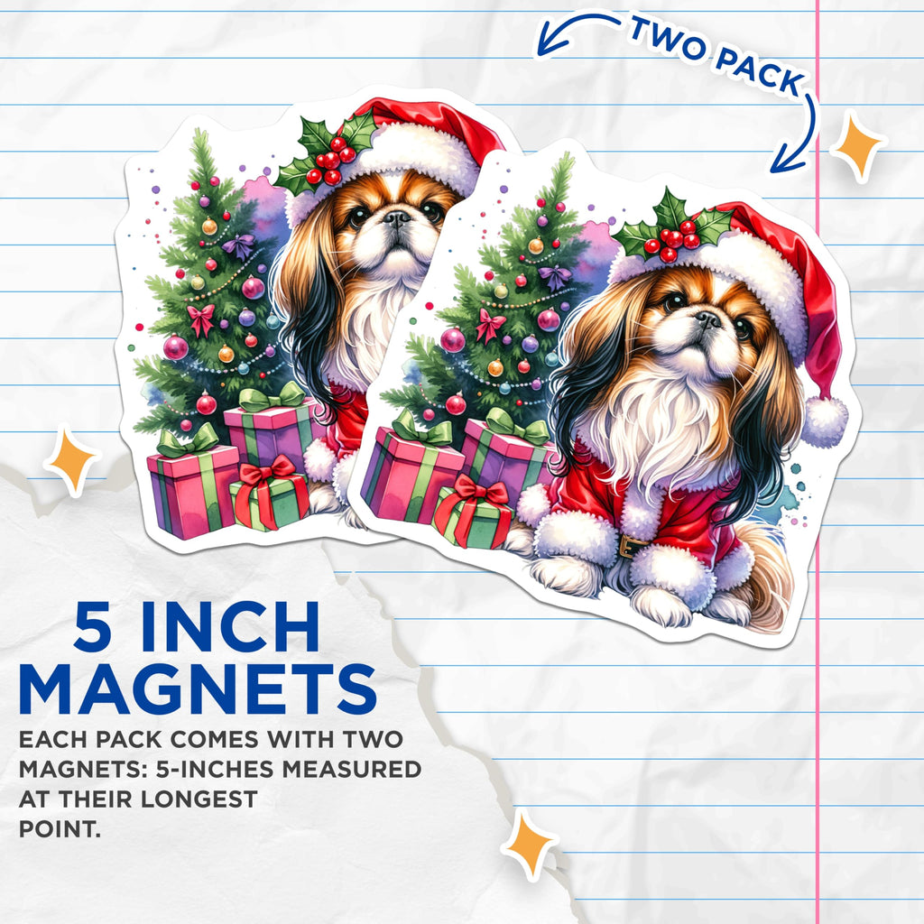 (2 Pack) Christmas Dog Magnets - Santa Cavalier King Charles Spaniel - Holiday Refrigerator Decor - 5 Inches On Longest Side - Thick Durable Magnet - Made in USA - MAG26287