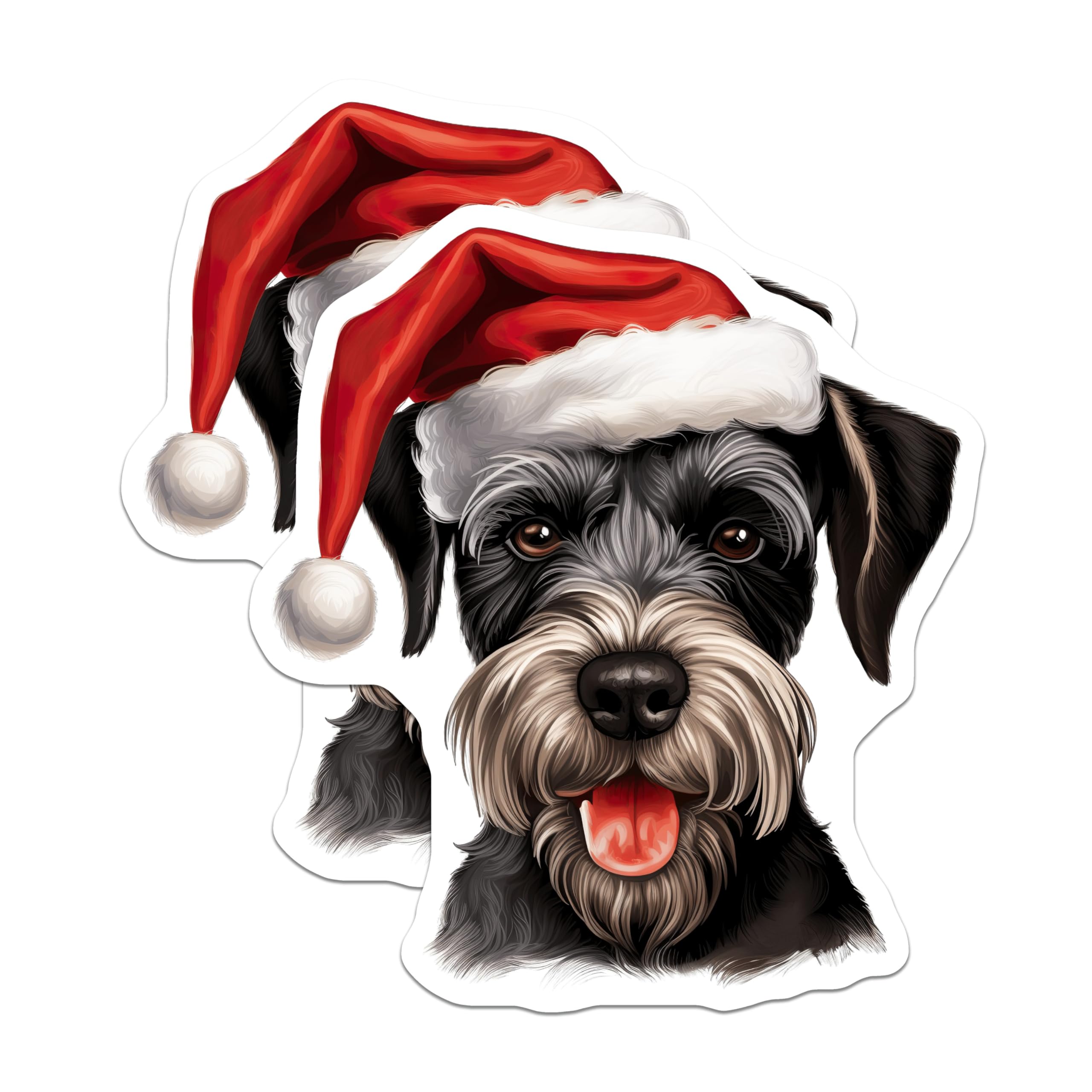 (2 Pack) Schnauzer Christmas Magnets - Santa Dog Holiday Decor - Dog Lover Refrigerator Accents - 5 Inches On Longest Side - Thick Durable Magnet - Made in USA - MAG25482