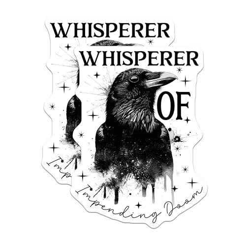(2 Pack) Raven Whisperer Stickers - Gothic Raven Art Stickers - Crow Themed Sticker Set - Mythical Bird Decor - 5" On Longest Side - Sticks to Any Smooth Flat Surface - Made in USA - BMCS3615