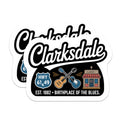 (2 Pack) Clarksdale Mississippi Magnets - Blues Music - Highway 61 Souvenir - 5" On Longest Side - Premium Magnet - for Cars, Refrigerators, Toolboxes, Lockers - Made in USA - MAG17760