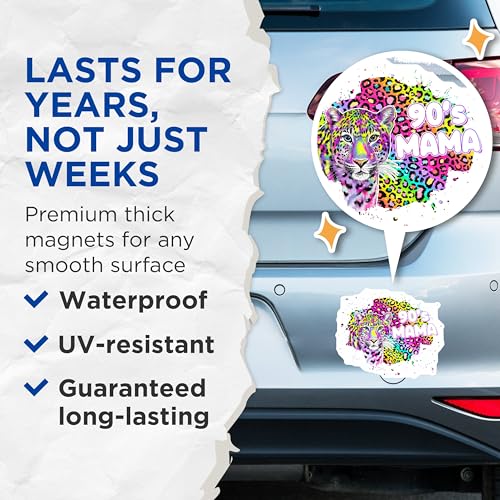 (2 Pack) 90s Mama Magnets - Vibrant 90s Theme Decor - 5" On Longest Side - for Cars, Fridges, Toolboxes - Made in USA - MAG7717