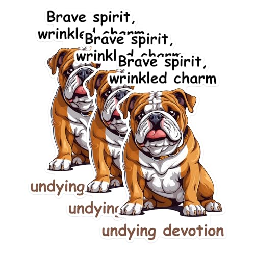 (3 Pack) Bulldog Decals - Brave Spirit - Wrinkled Charm Laptop Decal - 3 Inches On Longest Side - Easy Peel & Apply - Made in USA - 3MCS1249