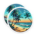 (2 Pack) Tropical Beach Scene Magnets - Palm Tree Sunset Ocean Decor - Vacation Planner Item - Refrigerator Art - 5 Inches On Longest Side - Thick Durable Magnet - Made in USA - MAG37071