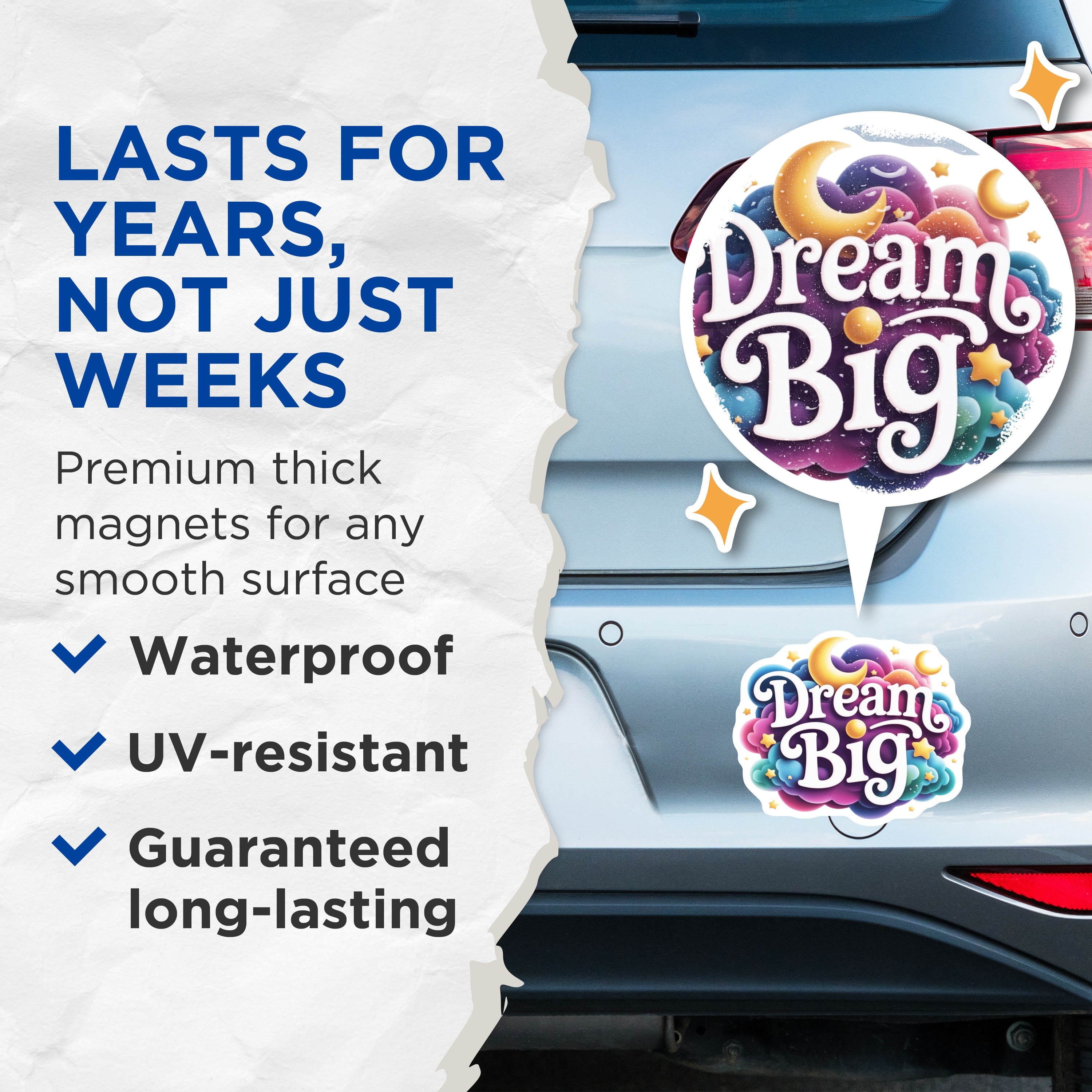 (2 Pack) Dream Big Magnets - Inspirational Celestial Decor - Motivational Affirmation Quote - Kids Room Office Studio - 5 Inches On Longest Side - Thick Durable Magnet - Made in USA - MAG38801