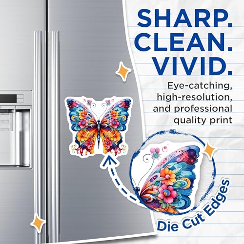 (2 Pack) Butterfly Flower Magnets - Colorful Butterfly Magnets - Ative Magnet for Fridge - Nature-Inspired Magnets - 5" On Longest Side - for Cars, Fridges, Toolboxes - Made in USA - MAG3712