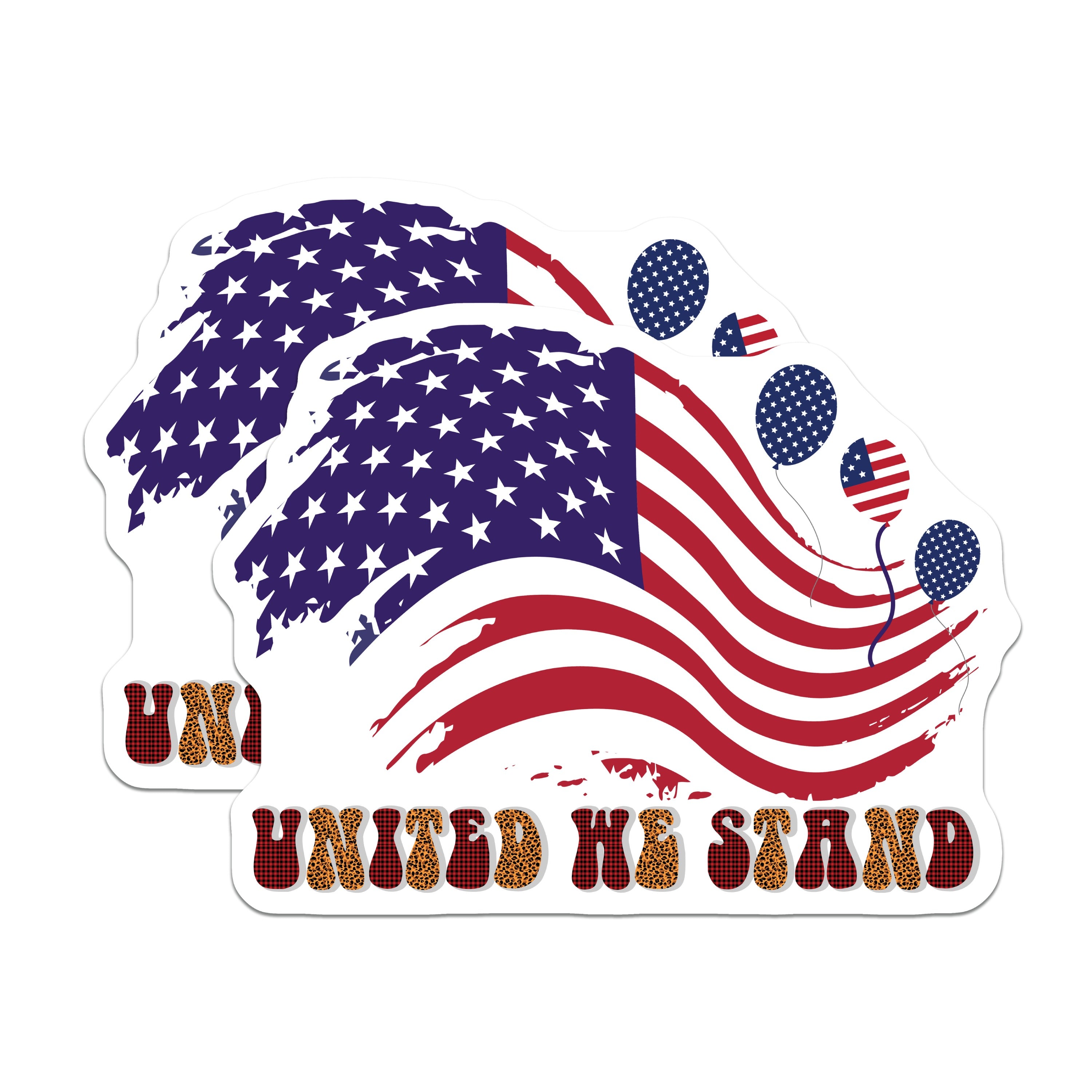 (2 Pack) United We Stand Magnets - American Flag Decor - 4th of July Celebration - Patriotic Fridge Display - 5 Inches On Longest Side - Thick Durable Magnet - Made in USA - MAG38581