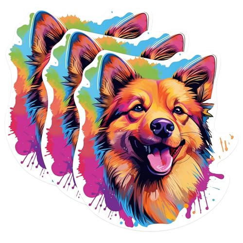 (3 Pack) Colorful Dog Decals - Pet Lover Decals - Laptop Decal - 3 Inches On Longest Side - Easy Peel & Apply - Made in USA - 3MCS0729