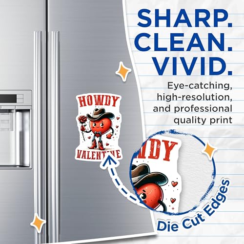 (2 Pack) Howdy Valentine Magnets - Cute Heart Character Magnets - Valentine's Day Cowboy Magnets - 5" On Longest Side - for Cars, Refrigerators, Toolboxes, Lockers - Made in USA BMCS3139