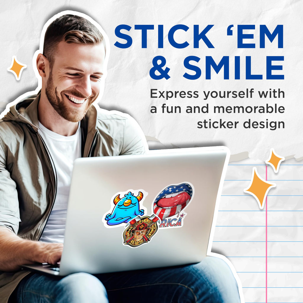 (2 Pack) Meditating Monster Stickers - Zen Creature Decals - Calm Yoga Sticker - 5" On Longest Side - Sticks to Smooth Flat Surfaces - Made in USA - BMCS20882