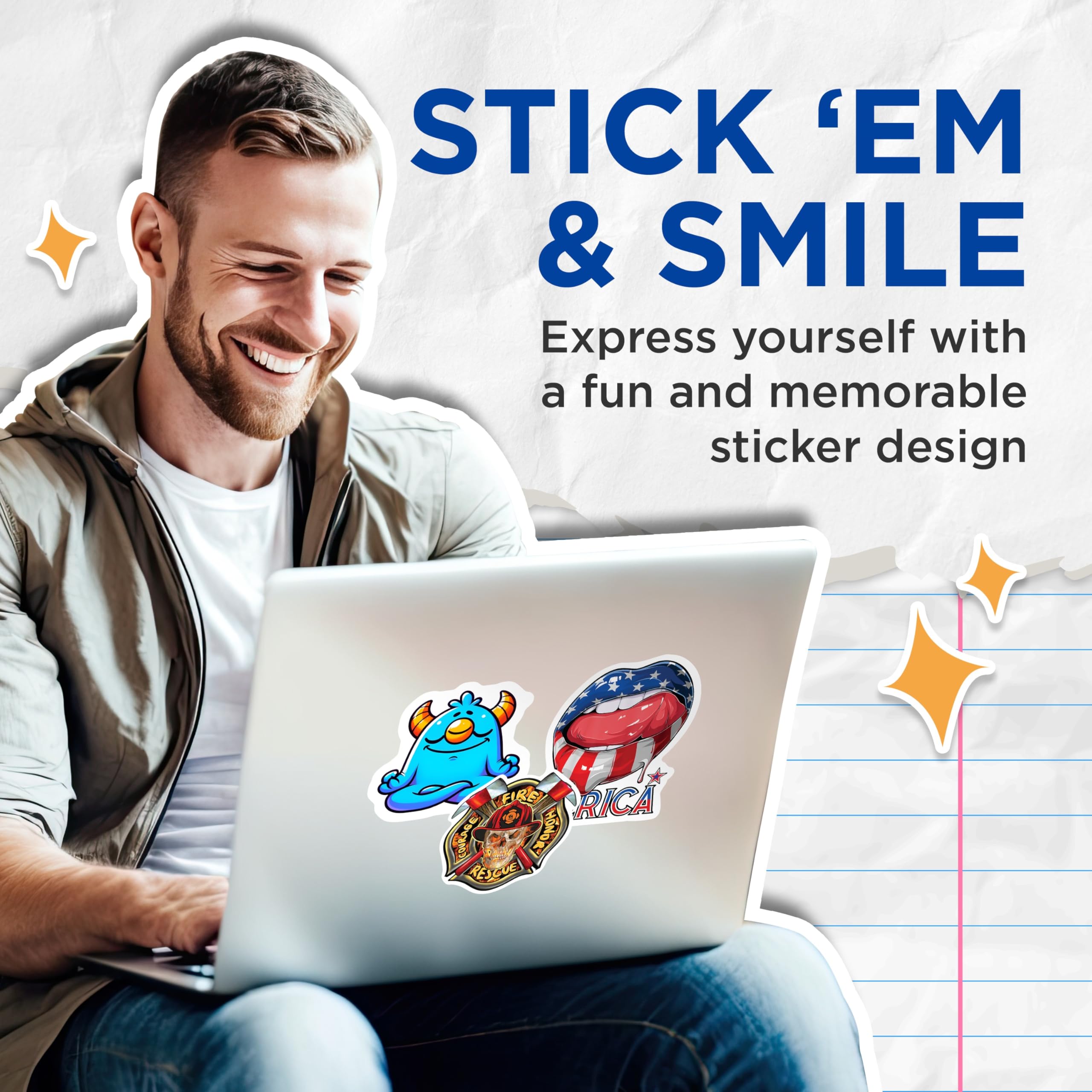 (2 Pack) Meditating Monster Stickers - Zen Creature Decals - Calm Yoga Sticker - 5" On Longest Side - Sticks to Smooth Flat Surfaces - Made in USA - BMCS20882