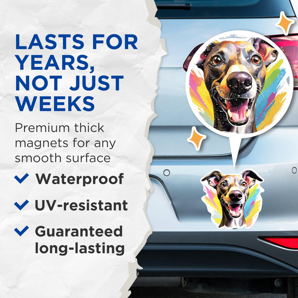 (2 Pack) Italian Greyhound Dog Breed Magnets - 5 Inches On Longest Side - Choose from Over 100 Dog Breeds - for Cars, Refrigerators, Toolboxes - Made in USA - MAG1884