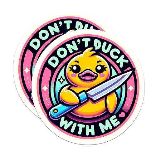 (2 Pack) Don't Duck with Me Stickers - Cute Duck Stickers - Funny Quote Stickers - Novelty Sticker Pack - 5" On Longest Side - Sticks to Smooth Flat Surfaces - Made in USA - BMCS4838
