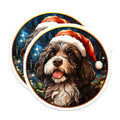 (2 Pack) Christmas Dog Magnets - Santa Hat Pup Magnets - Stained Glass Dog Art - Holiday Pet Decor - Festive Fridge Magnets - 5 Inches On Longest Side - Thick Durable Magnet - Made in USA - MAG25941