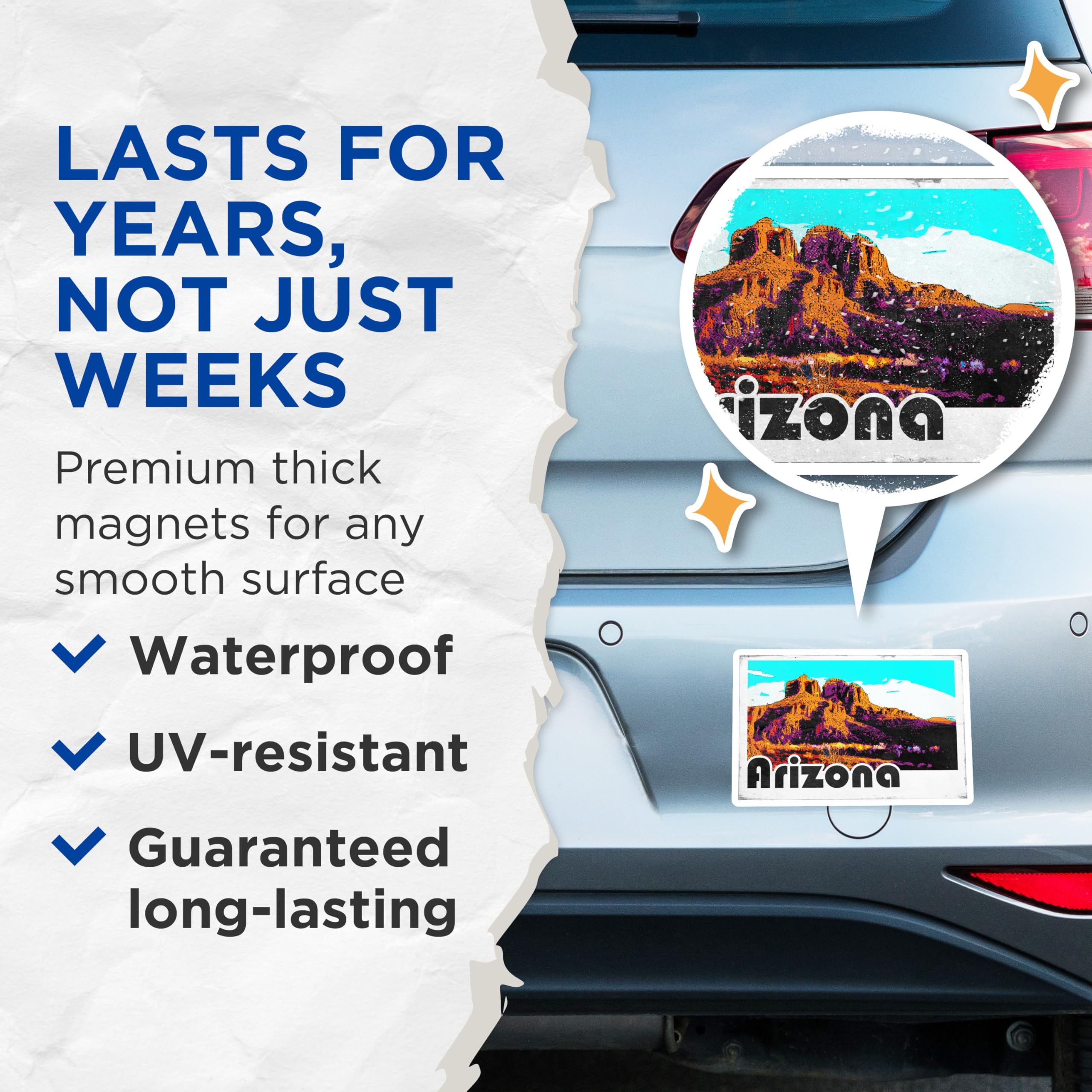 (2 Pack) Arizona Desert Magnets - Retro Travel Decor - USA Landmarks Magnet - 5" On Longest Side - Premium Magnet - for Cars, Refrigerators, Toolboxes, Lockers - Made in USA - MAG18508