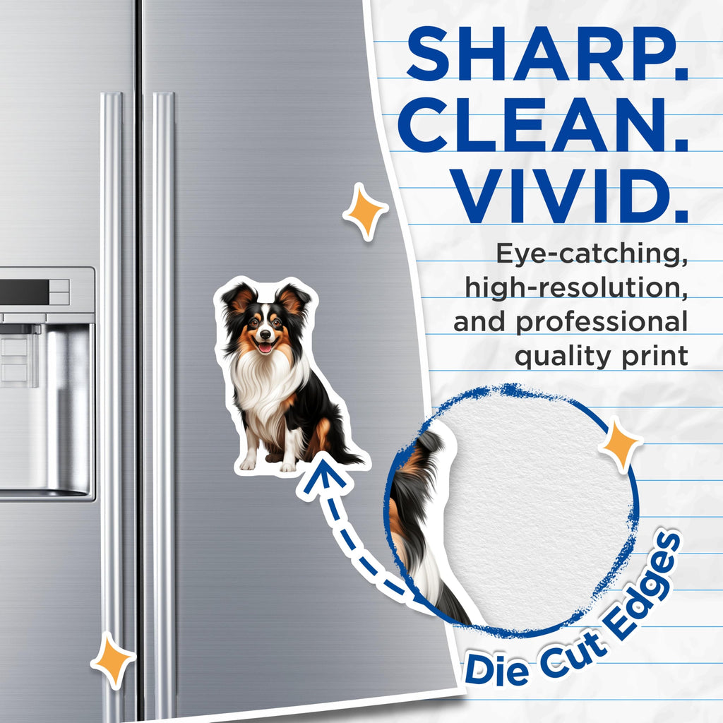 (2 Pack) Papillon Dog Magnets - Adorable Fluffy Canine Art - Pet Lover Fridge Decor - Animal Companion Accessory - 5 Inches On Longest Side - Thick Durable Magnet - Made in USA - MAG23344