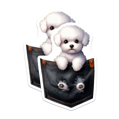 (2 Pack) Cute Puppy Magnets - Fun Animal Magnets - Adorable Dog Magnets for Fridge Locker Whiteboard - 5" On Longest Side - for Cars, Fridges, Toolboxes - Made in USA - MAG3877