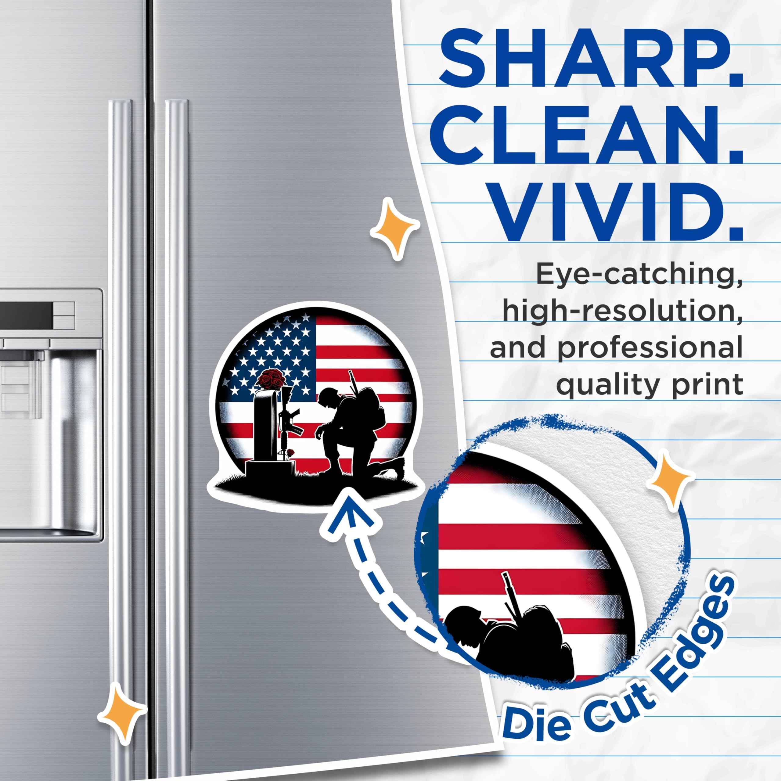 (2 Pack) Fallen Soldier Magnets - American Flag - Military Memorials - 5" On Longest Side - Premium Magnet - for Cars, Refrigerators, Toolboxes, Lockers - Made in USA - MAG14908