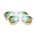 (2 Pack) Beach Vacation Magnets - Tropical Scene Aviator Sunglasses - Summer Travel Fridge Decor - 5 Inches On Longest Side - Thick Durable Magnet - Made in USA - MAG36145