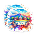 (2 Pack) Virginia Stickers - State Art - Colorful Watercolor Design - Travel Souvenir - Nature Landscape - 5" On Longest Side - Sticks to Smooth Flat Surfaces - Made in USA - BMCS7114