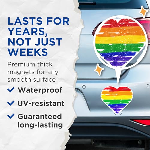 (2 Packs) Rainbow Heart LGBTQ Friendly Magnets - Inclusive Welcoming Heart Magnets - 5 Inches On Longest Side - Premium Magnet - for Fridges, Toolboxes, Cars - Made in USA - MAG2312