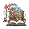 (2 Pack) Book Lover Magnets - Dark Academia Decor - Stained Glass Window Reader - Rose Garden Literary - 5 Inches On Longest Side - Thick Durable Magnet - Made in USA - MAG27460