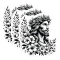 (3 Pack) Jesus Christ Decals - Floral Crown Decal - Religious Christian Laptop Decals - 3 Inches On Longest Side - Easy Peel & Apply - Made in USA - 3MCS6093