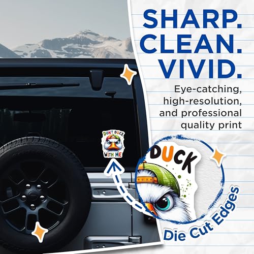 (2 Pack) DonÃ¢â‚¬â„¢t Duck with Me Stickers - Funny Duck Stickers - Cute Animal Stickers - 5" On Longest Side - Sticks to Smooth Flat Surfaces - Made in USA - BMCS6349