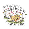 (2 Pack) Easily Distracted by Cats and Books Magnets - Funny Cat Lover Magnets - Book Reader Magnets- 5" On Longest Side - for Fridges, Toolboxes, Cars - Made in USA - MAG2872