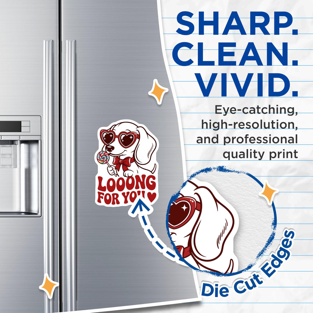 (2 Pack) Puppy Love Magnets - Longing for You Dog Art - Heart Glasses Lollipop Pup Decor - 5 Inches On Longest Side - Thick Durable Magnet - Made in USA - MAG22194