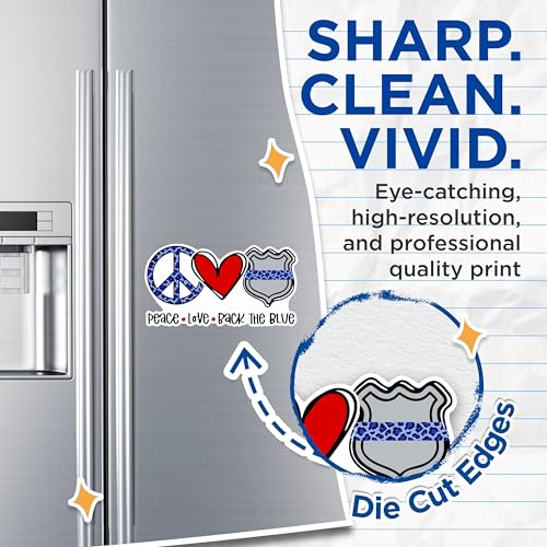 (2 Packs) Peace Love Back The Blue Magnets - Policeman Wife Support Magnets - 5 Inches On Longest Side - Premium Magnet - for Fridges, Toolboxes, Cars - Made in USA - MAG2357