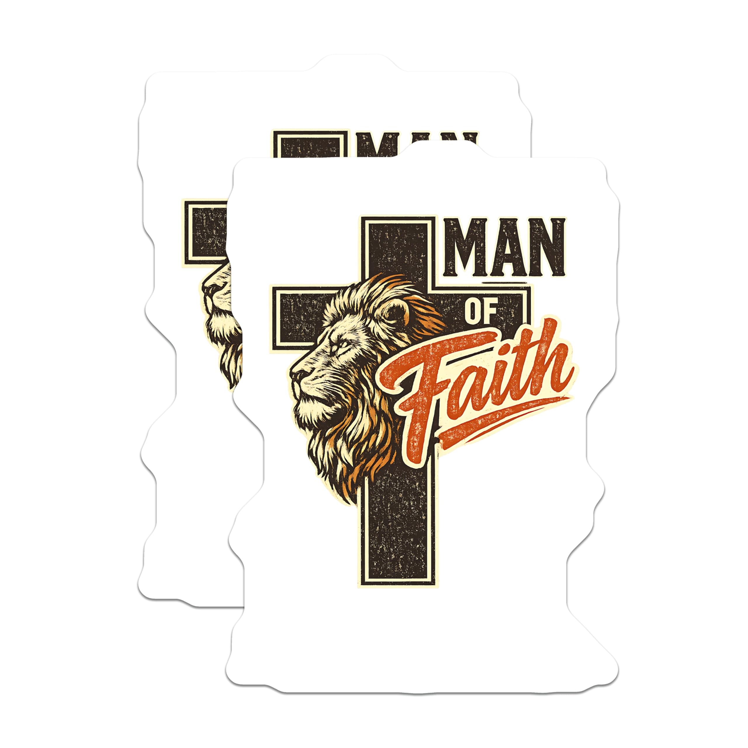 (2 Pack) Man of Faith Lion Cross Magnets - Christian Religious Home Decor - Inspirational Scripture Art for Men - 5 Inches On Longest Side - Thick Durable Magnet - Made in USA - MAG22565