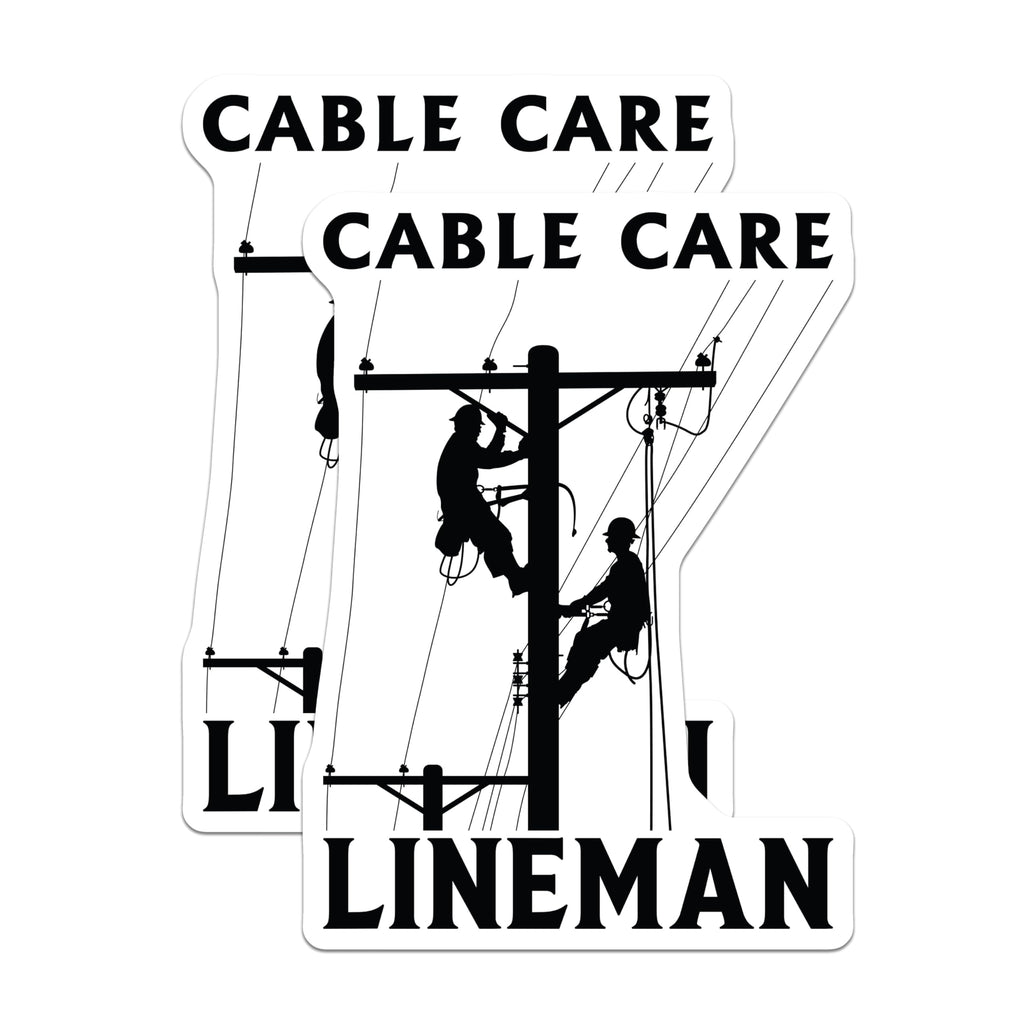 (2 Pack) Lineman Magnets - Cable Care Utility Worker Magnets - Electrical Grid Service Technician - Power Pole Worker Decor - 5 Inches On Longest Side - Thick Durable Magnet - Made in USA - MAG22417