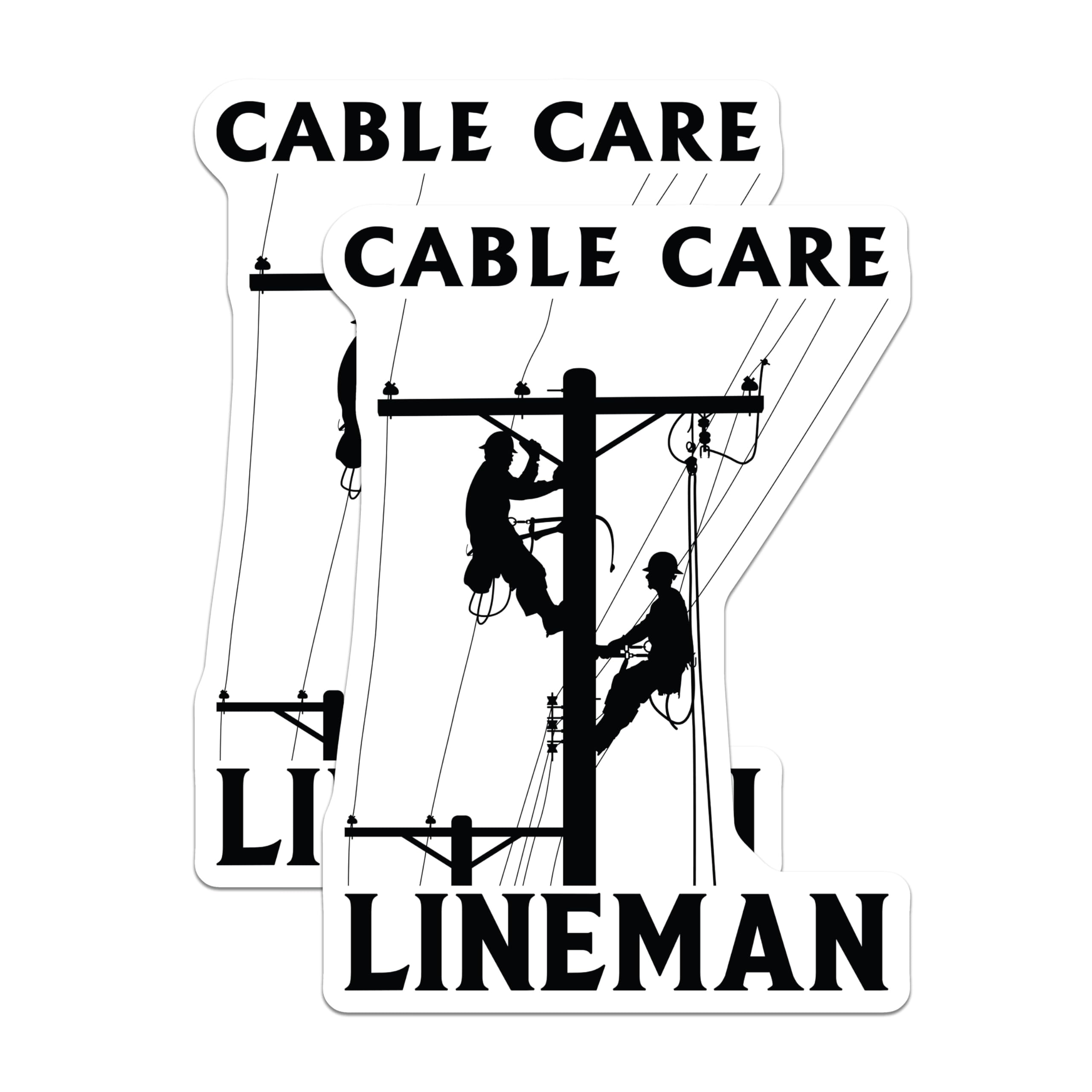 (2 Pack) Lineman Magnets - Cable Care Utility Worker Magnets - Electrical Grid Service Technician - Power Pole Worker Decor - 5 Inches On Longest Side - Thick Durable Magnet - Made in USA - MAG22417