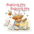 (2 Pack) Baking My Feelings Magnets - Funny Highland Cow Decor - Cute Easter Refrigerator Farmhouse Kitchen Accent - 5 Inches On Longest Side - Thick Durable Magnet - Made in USA - MAG36291