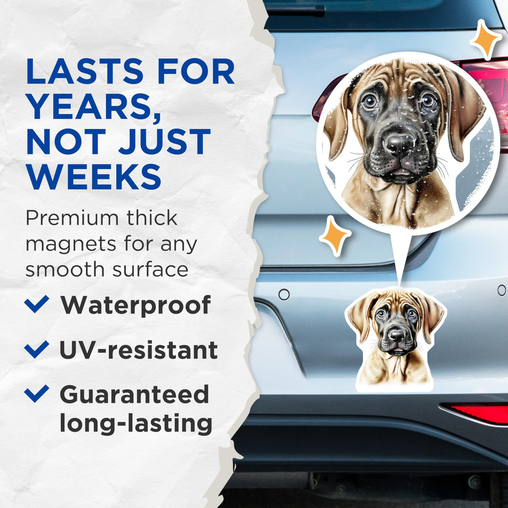 (2 Pack) Mastiff Puppy Magnets - Cute Fawn Puppy Decor - Dog Lover Refrigerator Magnets - 5 Inches On Longest Side - Thick Durable Magnet - Made in USA - MAG25755