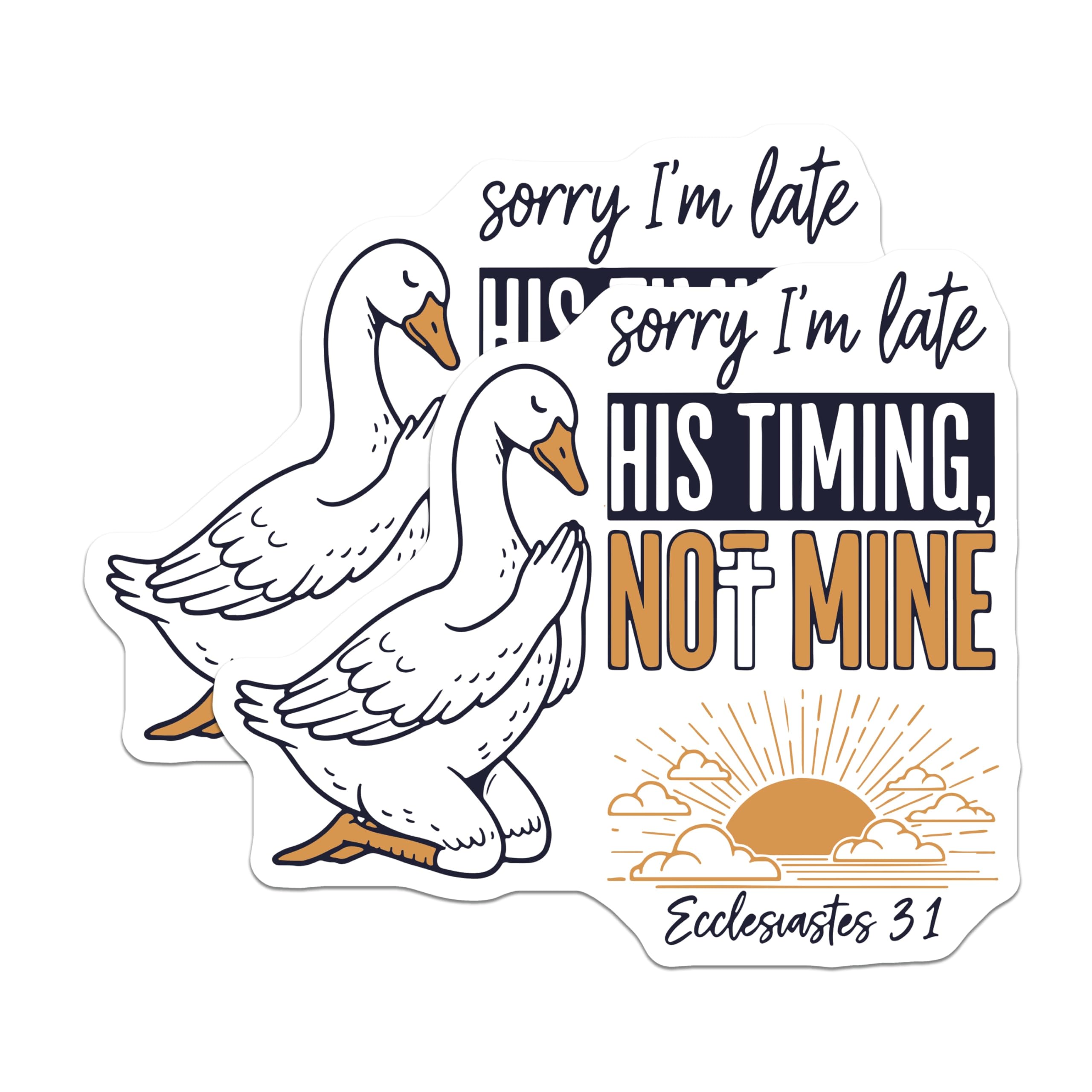 (2 Pack) Funny Goose Magnets - Sorry I'm Late - Religious Verse Magnet Set - 5" On Longest Side - Premium Magnet - for Cars, Refrigerators, Toolboxes, Lockers - Made in USA - MAG15600