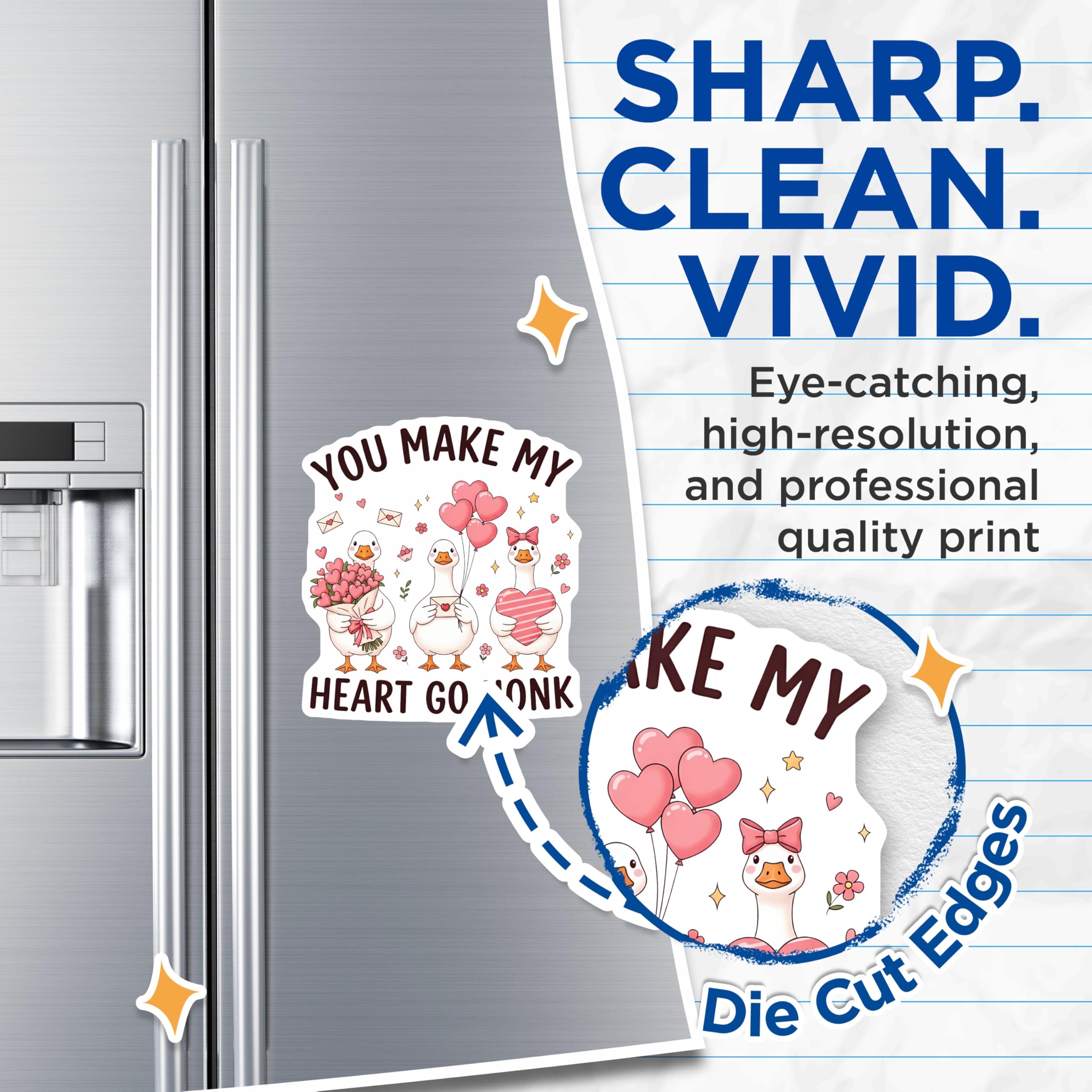 (2 Pack) Goose Heart Magnets - Funny Animal Honk Saying - Cute Valentine's Home Decor - 5" On Longest Side - Premium Magnet - for Cars, Refrigerators, Toolboxes, Lockers - Made in USA - MAG14204