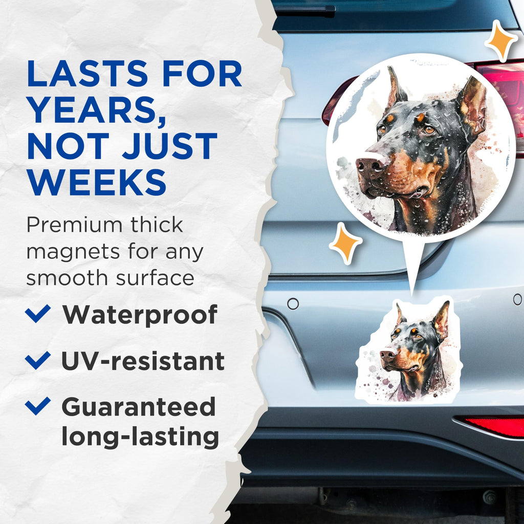 (2 Pack) Doberman Magnets - Dog Breed Decor - Refrigerator Magnets - 5" On Longest Side - Premium Magnet - for Cars, Refrigerators, Toolboxes, Lockers - Made in USA - MAG15754