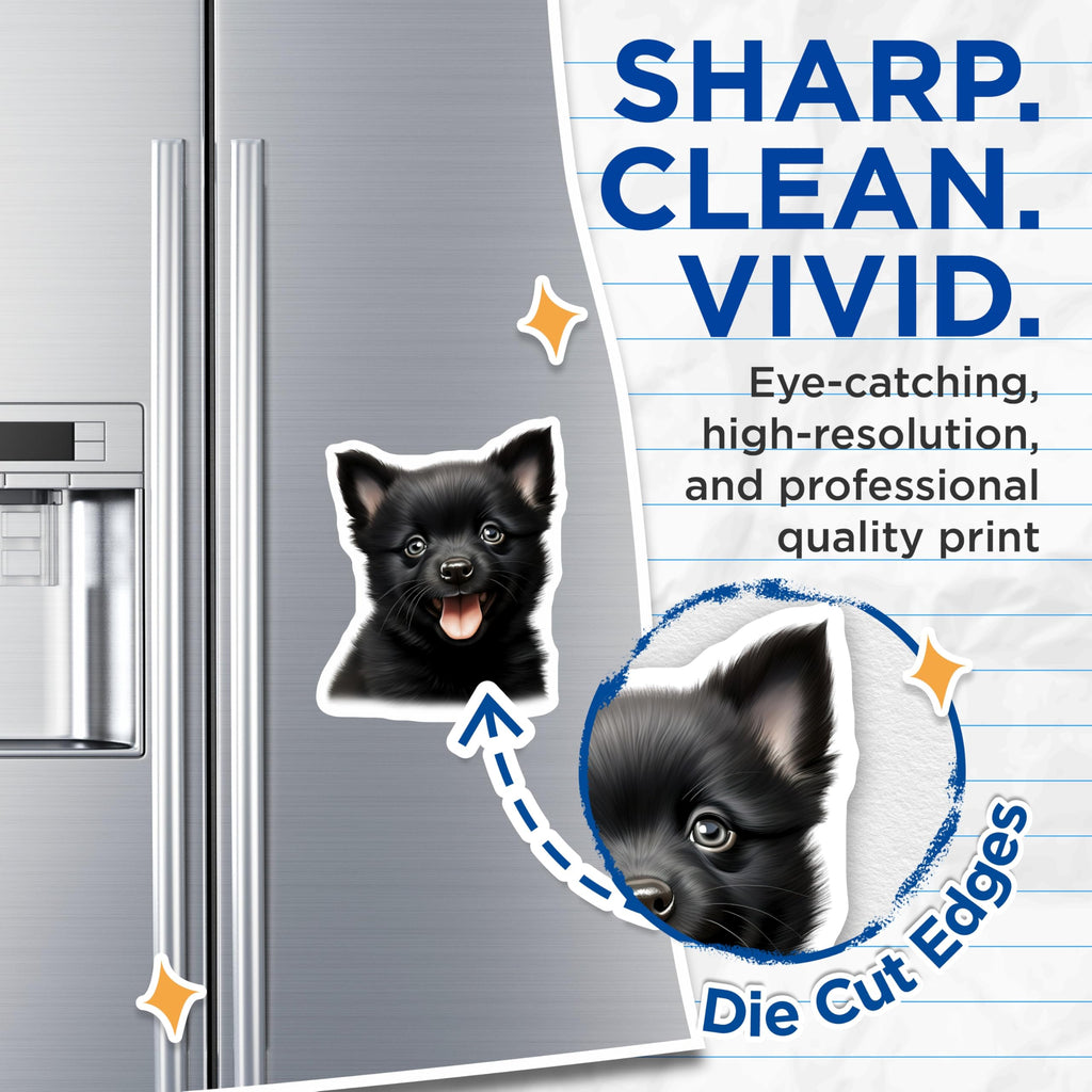 (2 Pack) Black Puppy Magnets - Cute Dog Lover - Pet Parent Home Refrigerator Locker Decor - 5 Inches On Longest Side - Thick Durable Magnet - Made in USA - MAG27351