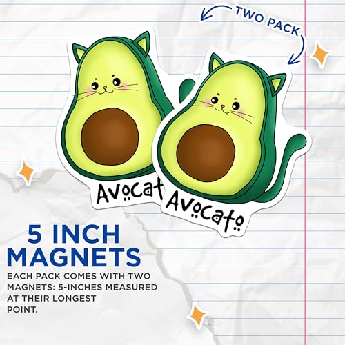 (2 Pack) Kawaii Kitchen Decor Magnet - 5" On Longest Side - Sticks to Smooth Flat Surfaces - Made in USA - MAG9467