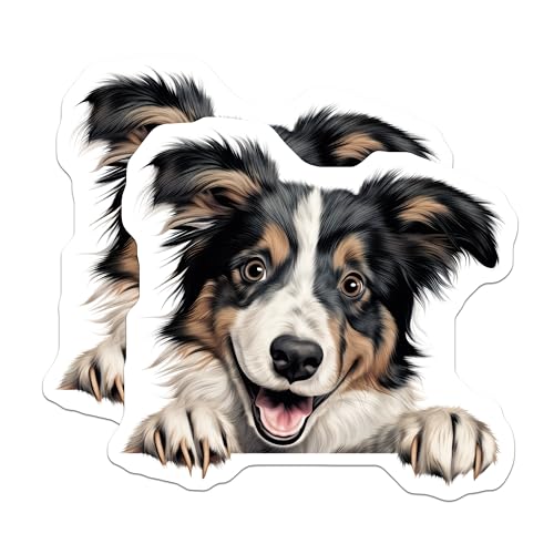(2 Pack) Happy Dog Face Stickers - Cute Pet Illustration - Adorable Puppy Decal - 5" On Longest Side - Sticks to Smooth Flat Surfaces - Made in USA - BMCS9940